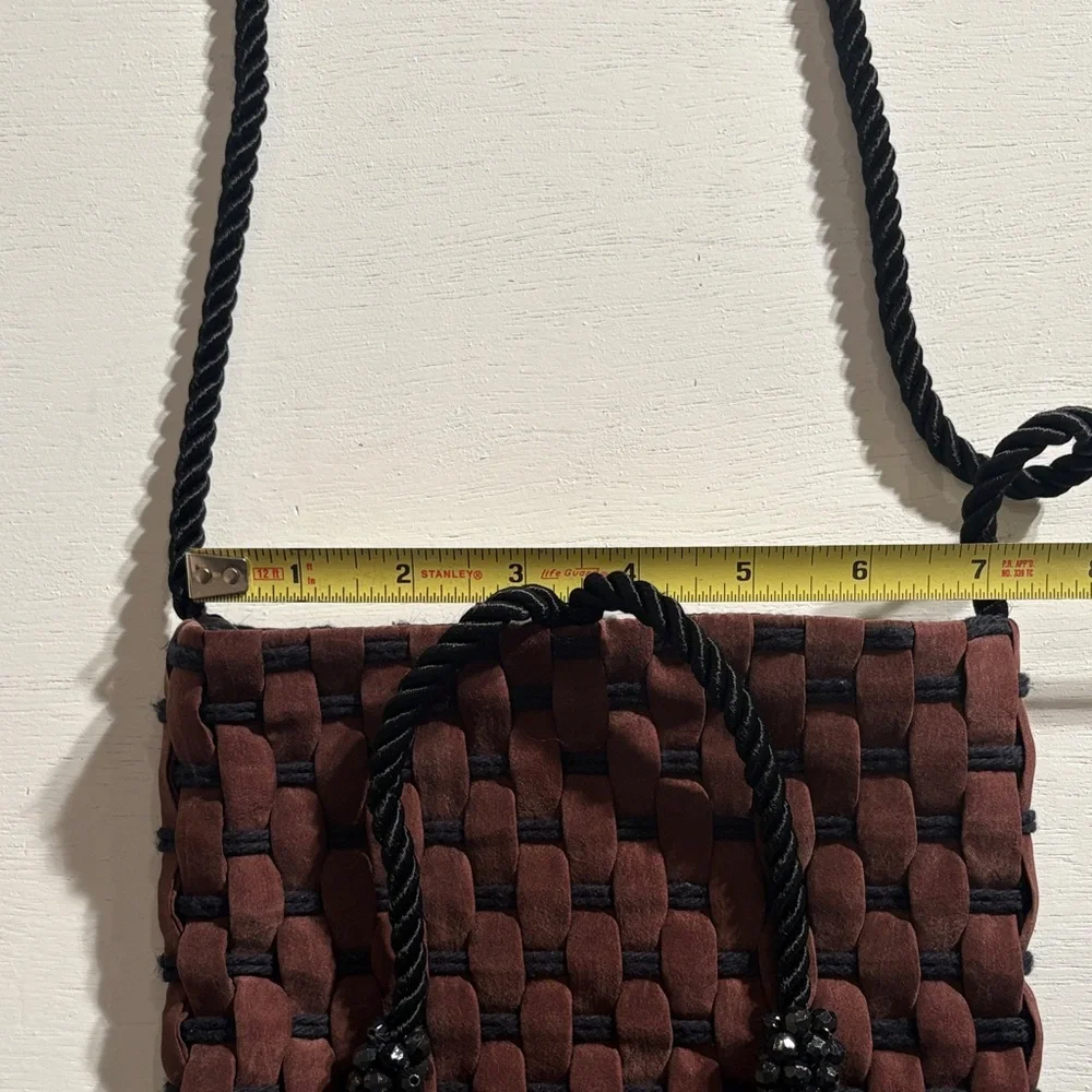 Elegant Woven Crossbody Bag in Deep Brown - Picture 7 of 9